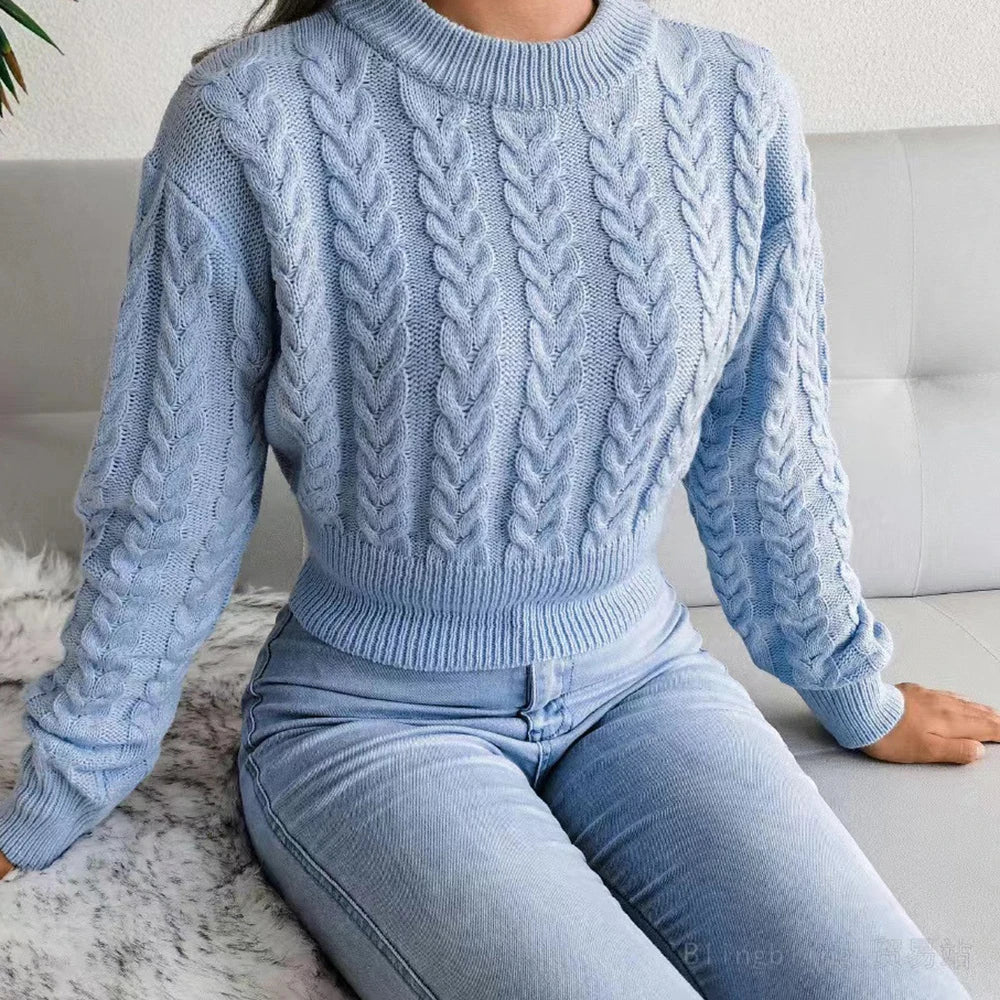 Women's Cozy Cable Knit Sweater-Meet Fashions