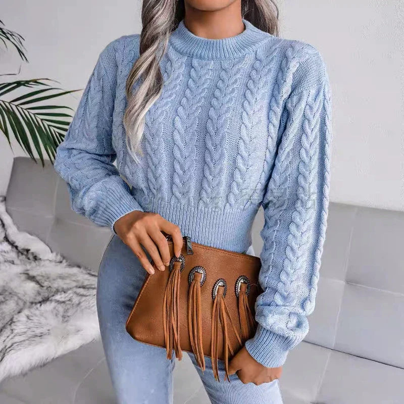 Women's Cozy Cable Knit Sweater-Meet Fashions