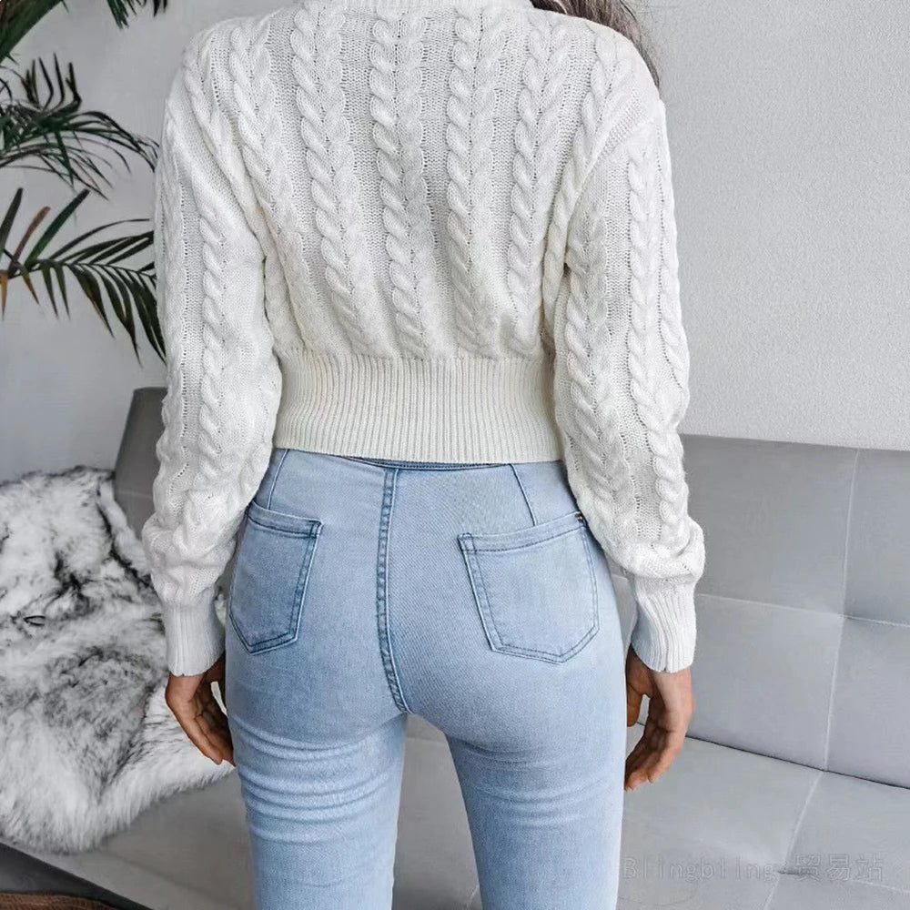 Women's Cozy Cable Knit Sweater-Meet Fashions