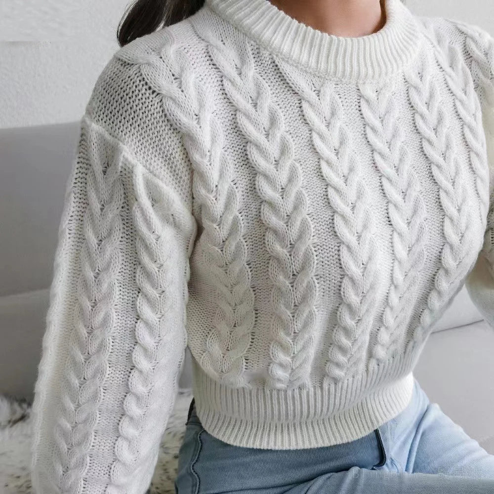 Women's Cozy Cable Knit Sweater-Meet Fashions