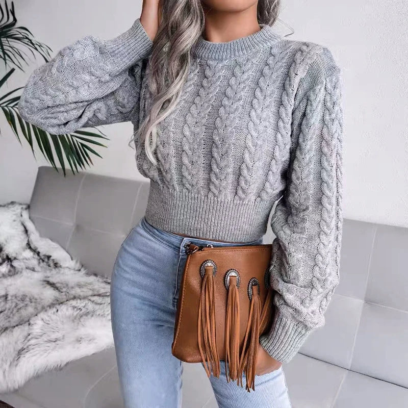 Women's Cozy Cable Knit Sweater-Meet Fashions