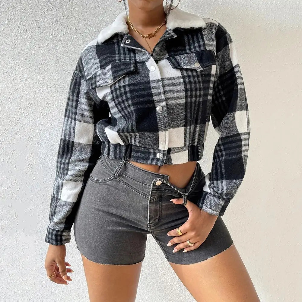 Women's Plaid Jacket-Meet Fashions