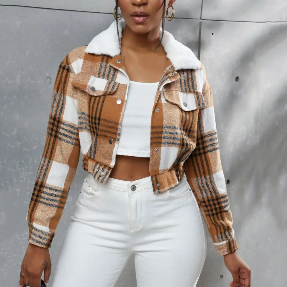 Women's Plaid Jacket-Meet Fashions